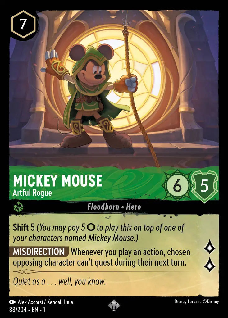 Mickey Mouse - Artful Rogue - 88/204 - Super Rare - The First Chapter - Disney Lorcana