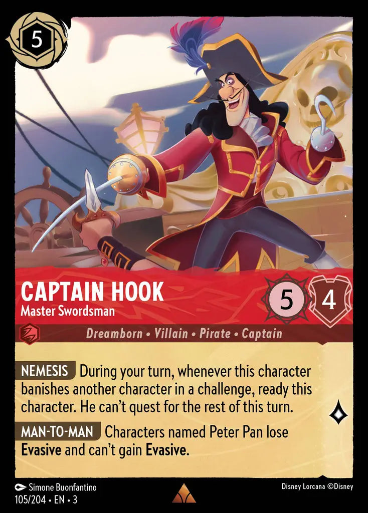 Captain Hook - Master Swordsman - 105/204 - Rare - Into the Inklands - Disney Lorcana