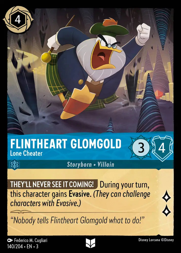 Flintheart Glomgold - Lone Cheater - 140/204 - Uncommon - Into the Inklands - Disney Lorcana