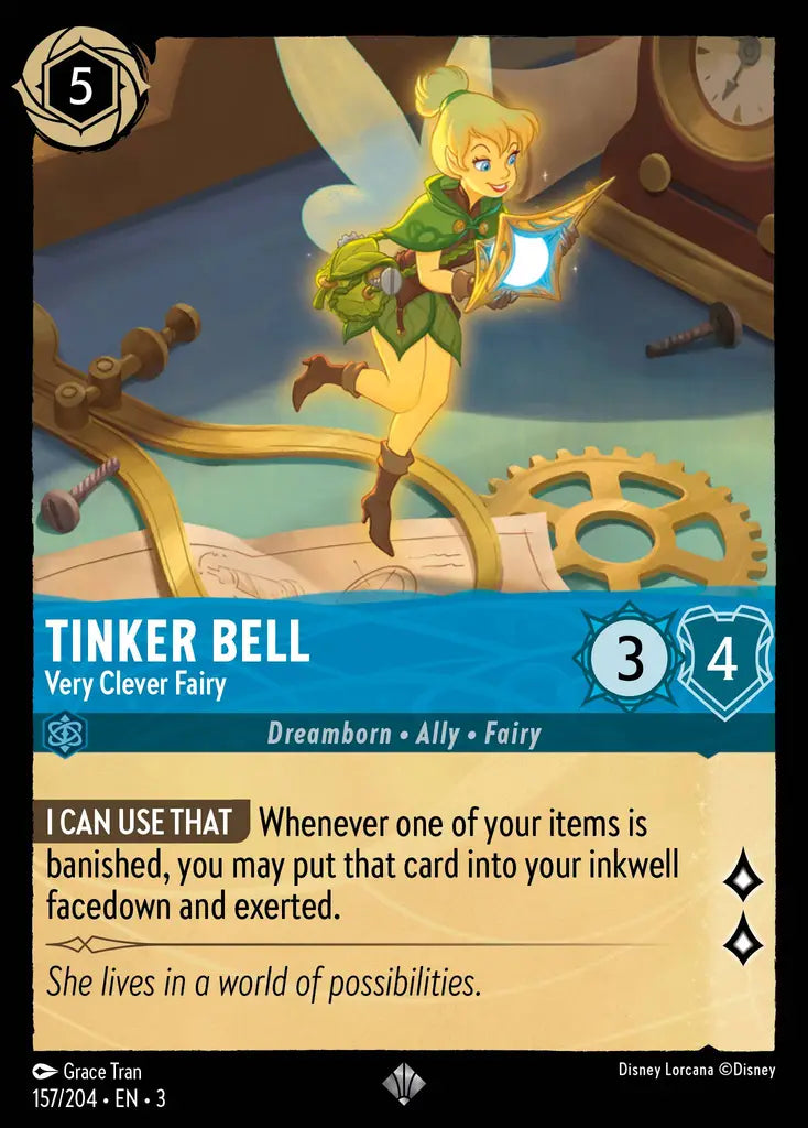 Tinker Bell - Very Clever Fairy - 157/204 - Super Rare - Into the Inklands - Disney Lorcana