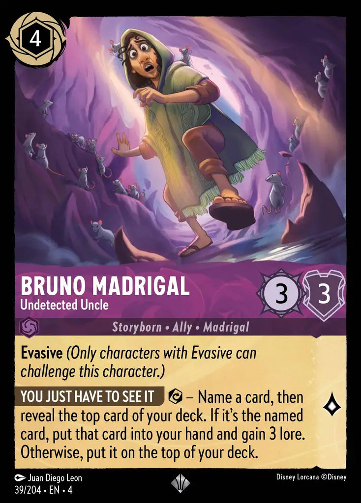 Bruno Madrigal - Undetected Uncle - 39/204 - Super Rare - Ursula’s Return - Disney Lorcana