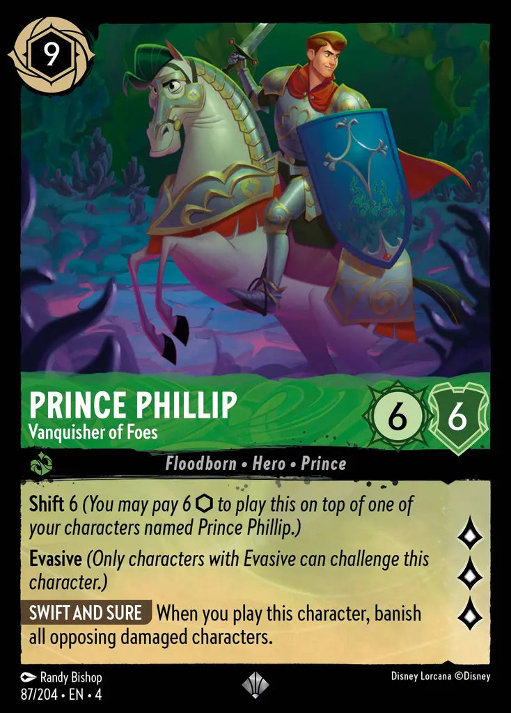 Prince Phillip - Vanquisher of Foes - 87/204 - Super Rare - Ursula’s Return - Disney Lorcana