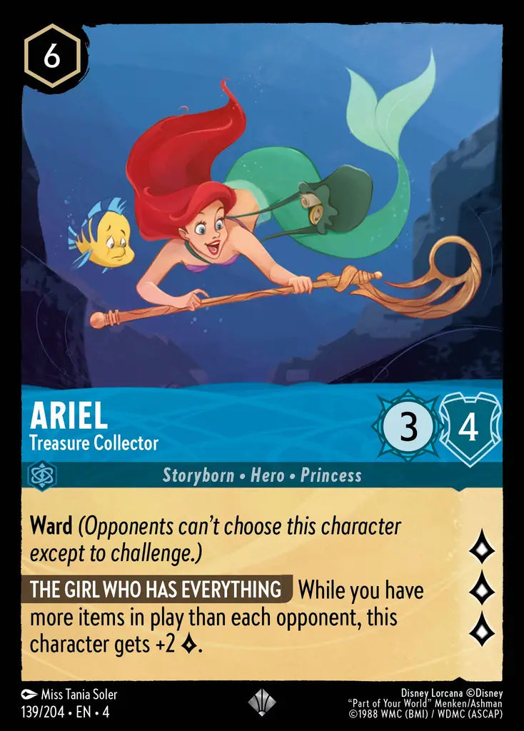 Ariel - Treasure Collector - 139/204 - Super Rare - Ursula’s Return - Disney Lorcana
