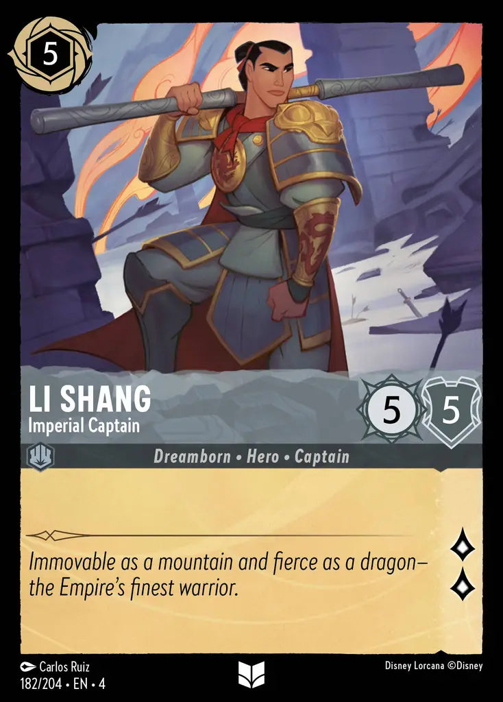 Li Shang - Imperial Captain - 182/204 - Uncommon - Ursula’s Return - Disney Lorcana