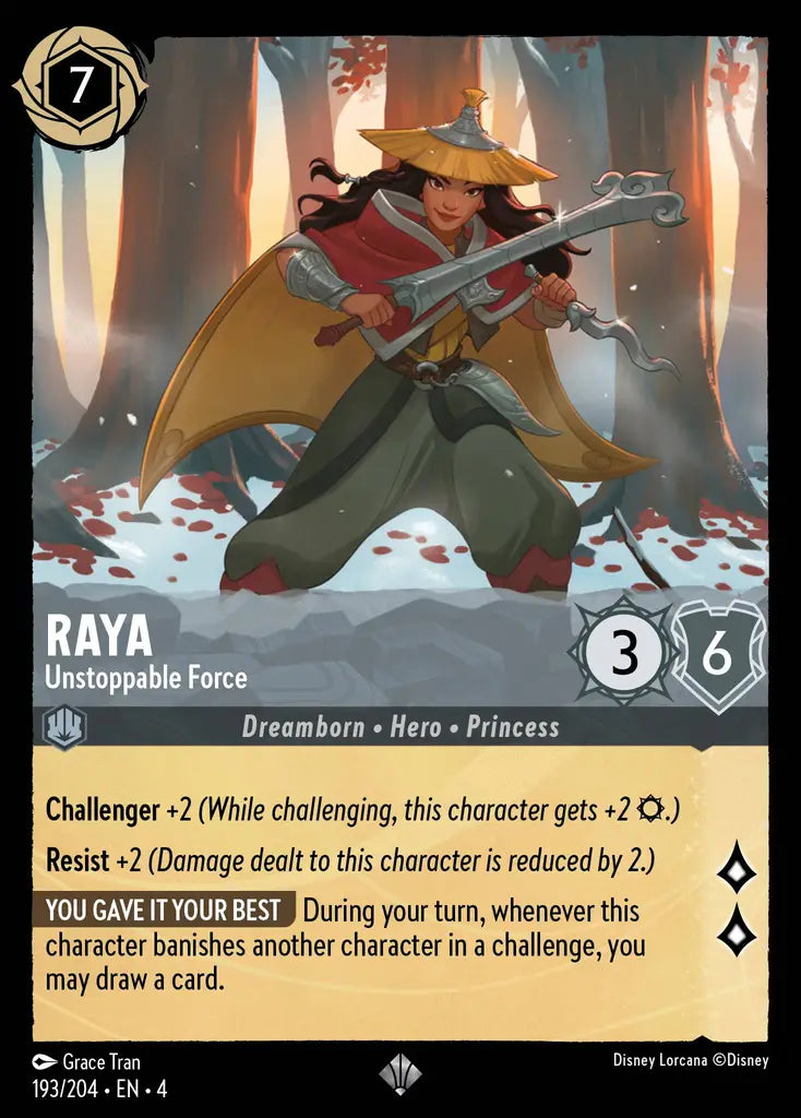 Raya - Unstoppable Force - 193/204 - Super Rare - Ursula’s Return - Disney Lorcana