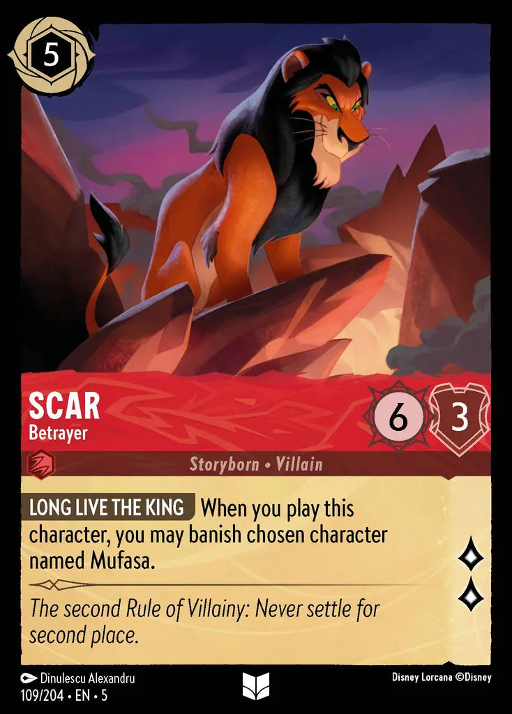 Scar - Betrayer - 109/204 - Uncommon - Shimmering Skies - Disney Lorcana