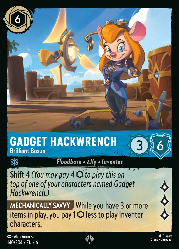 Gadget Hackwrench - Brilliant Bosun - 140/204 - Super Rare - Azurite Sea - Disney Lorcana