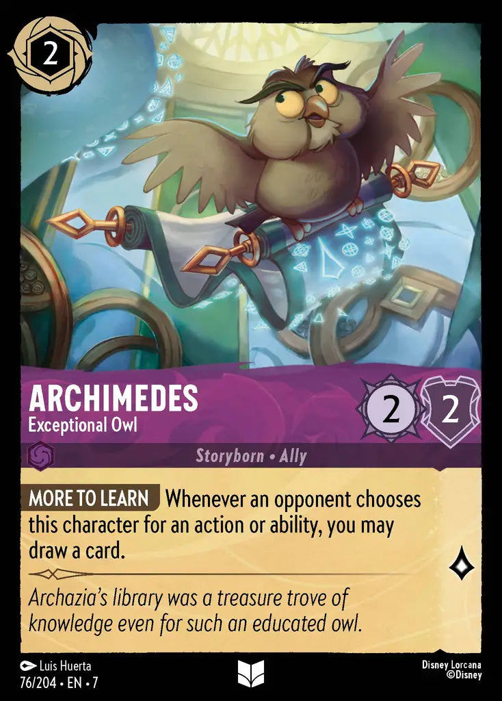 Archimedes - Exceptional Owl - 76/204 - Uncommon - Archazia’s Island - Disney Lorcana