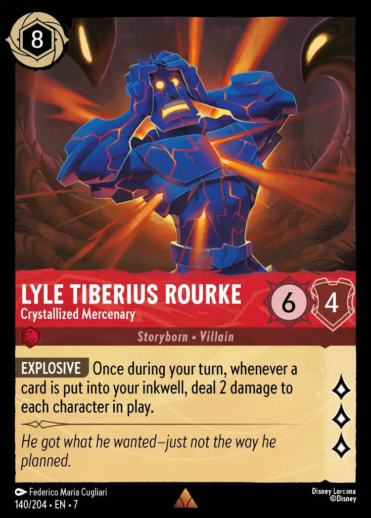 Lyle Tiberius Rourke - Crystallized Mercenary - 140/204 - Rare - Archazia’s Island - Disney Lorcana