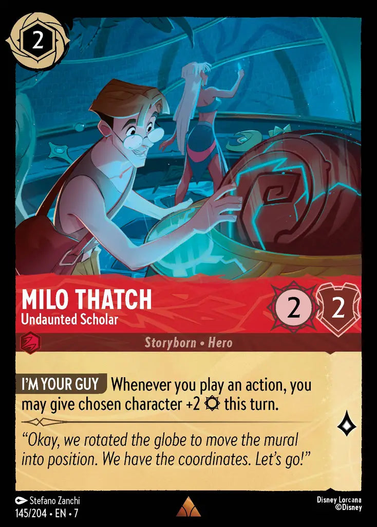 Milo Thatch - Undaunted Scholar - 145/204 - Rare - Archazia’s Island - Disney Lorcana