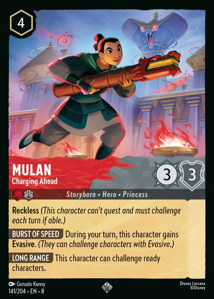 Mulan - Charging Ahead - 141/204 - Super Rare - Reign of Jafar - Disney Lorcana