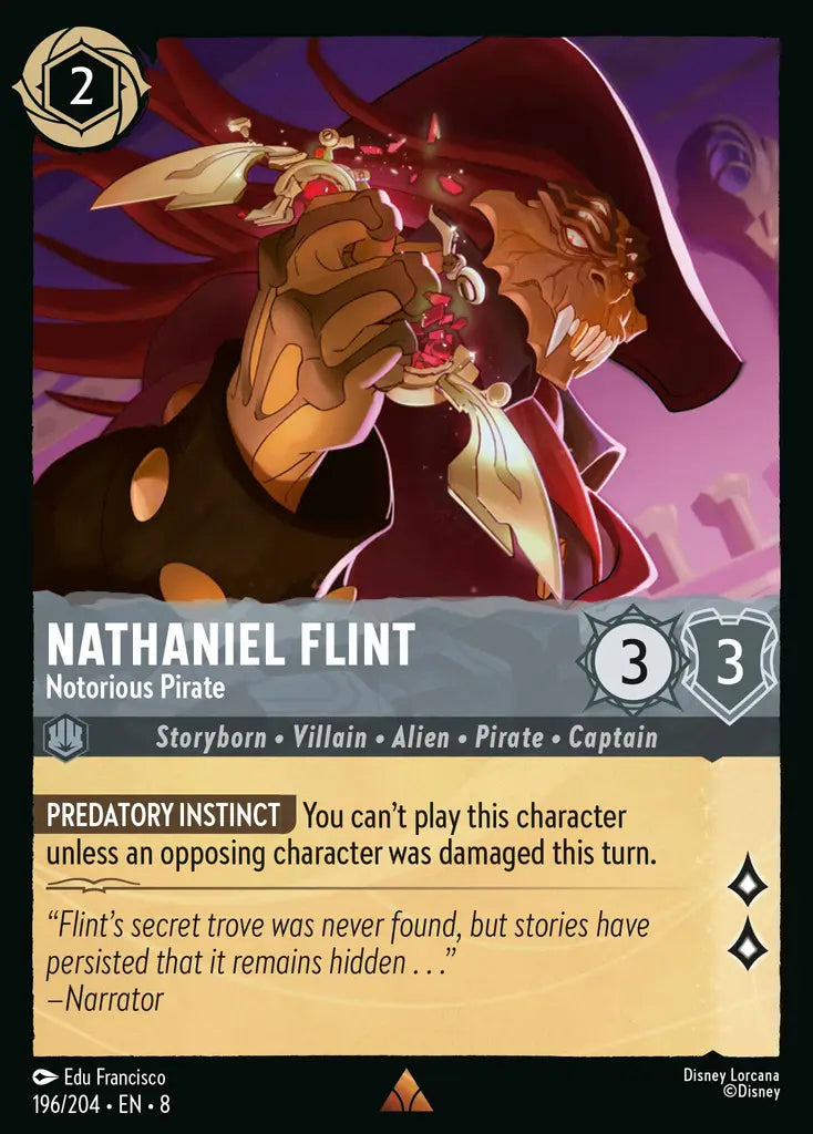 Nathaniel Flint - Notorious Pirate - 196/204 - Rare - Reign of Jafar - Disney Lorcana