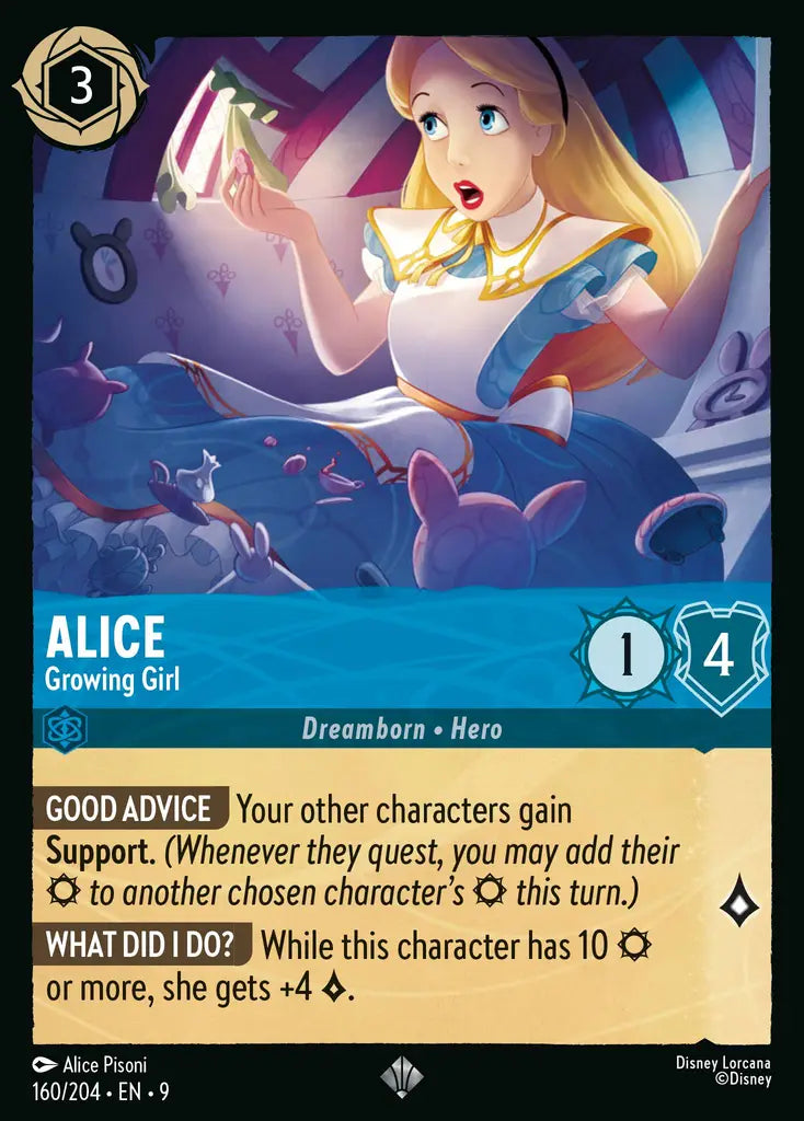 Alice - Growing Girl - 160/204 - Super Rare - Fabled - Disney Lorcana