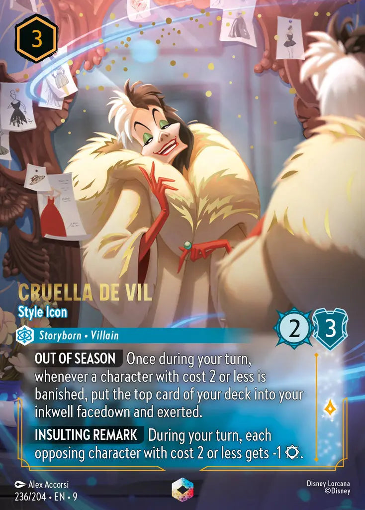 Cruella De Vil - Style Icon - 236/204 - Enchanted - Fabled - Disney Lorcana