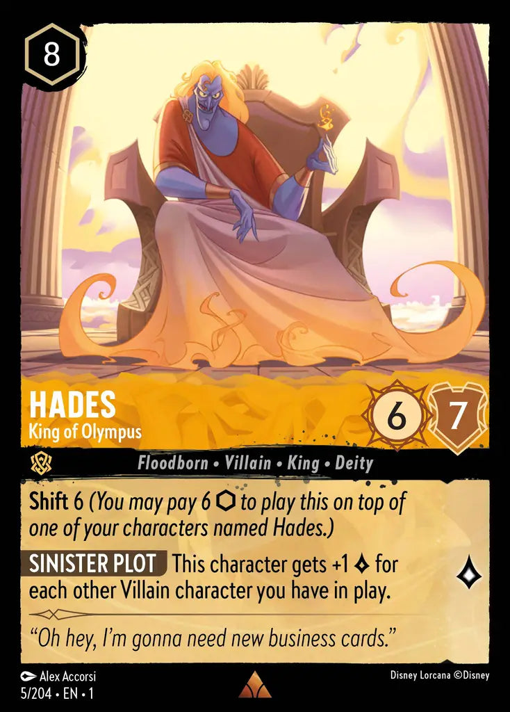 Hades - King of Olympus - 5/204 - Rare - The First Chapter - Disney Lorcana