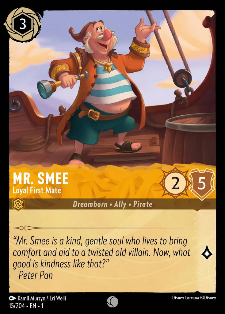 Mr. Smee - Loyal First Mate - 15/204 - Common - The First Chapter - Disney Lorcana