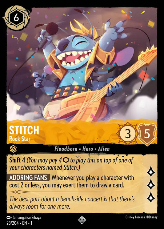 Stitch - Rock Star - 23/204 - Super Rare - The First Chapter - Disney Lorcana