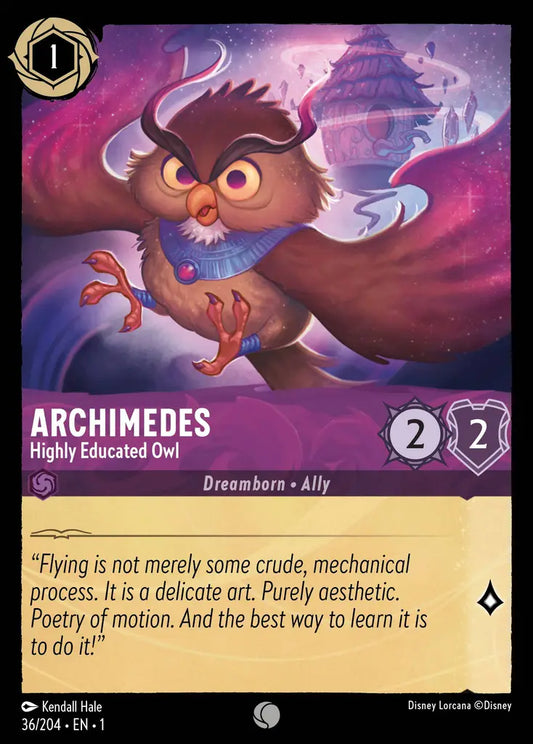 Archimedes - Highly Educated Owl - 36/204 - Common - The First Chapter - Disney Lorcana