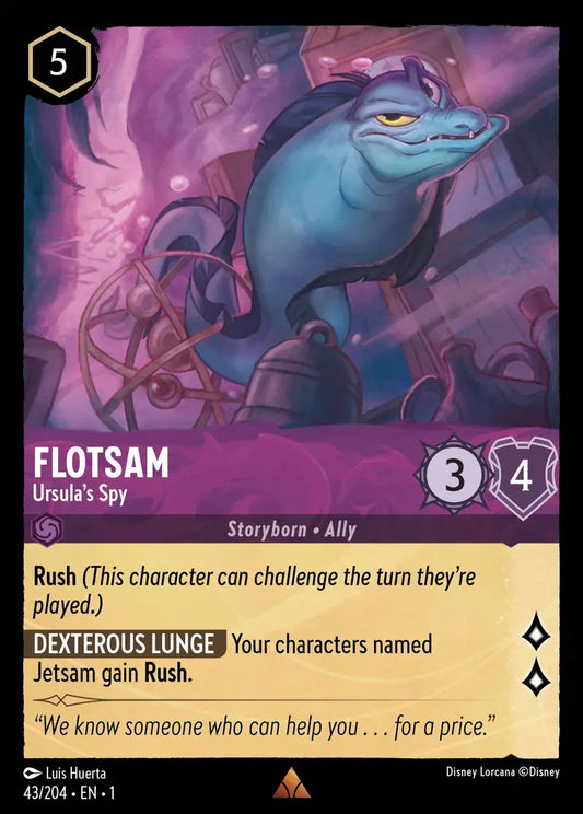 Flotsam - Ursula's Spy - 43/204 - Rare - The First Chapter - Disney Lorcana