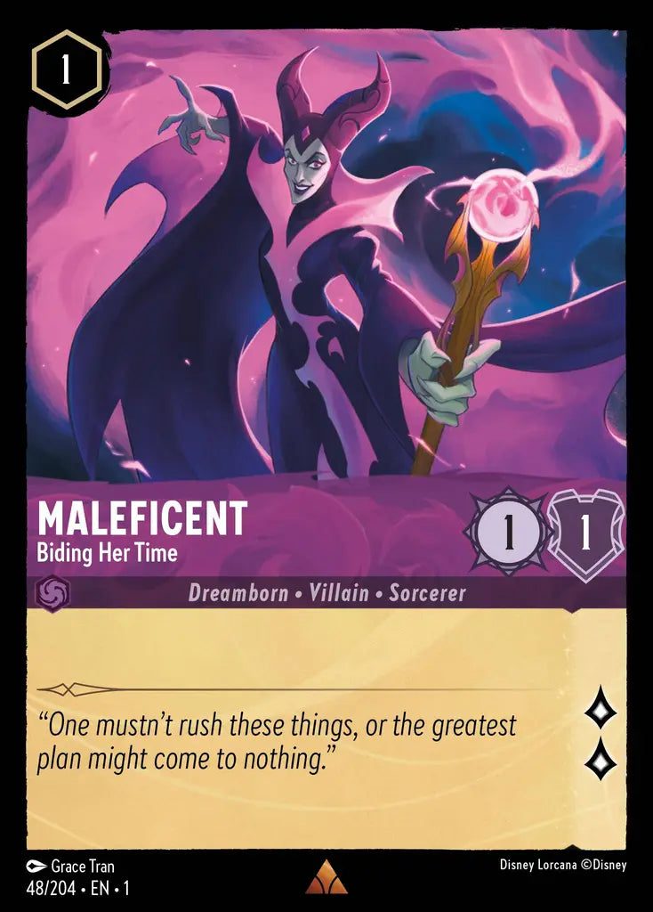 Maleficent - Biding Her Time - 48/204 - Rare - The First Chapter - Disney Lorcana