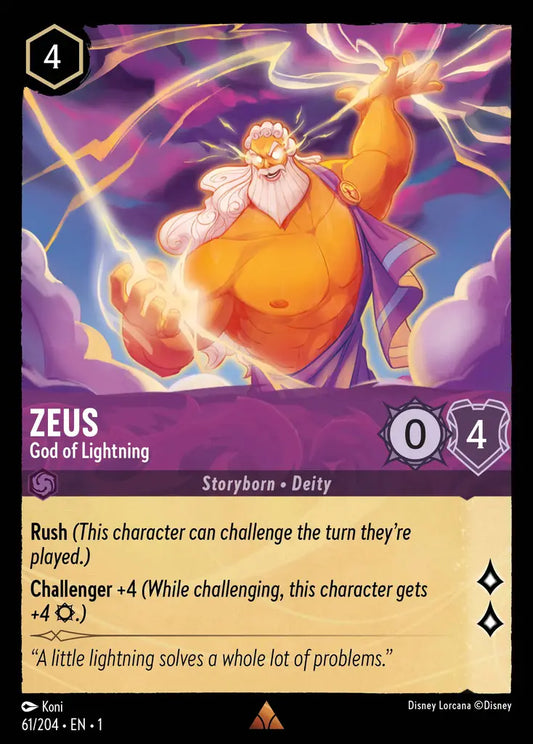 Zeus - God of Lightning - 61/204 - Rare - The First Chapter - Disney Lorcana