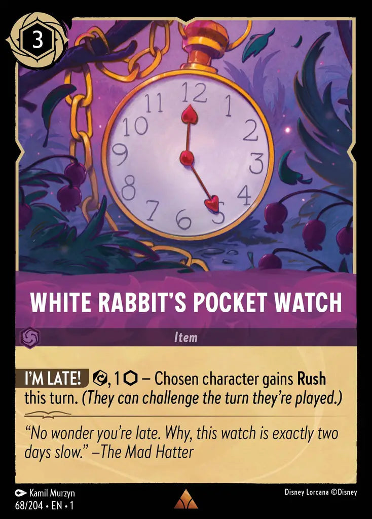 White Rabbit's Pocket Watch - 68/204 - Rare - The First Chapter - Disney Lorcana