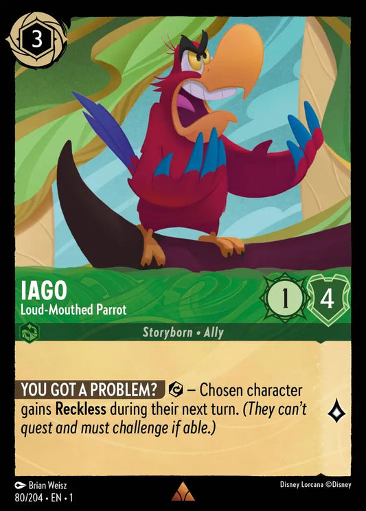 Iago - Loud-Mouthed Parrot - 80/204 - Rare - The First Chapter - Disney Lorcana