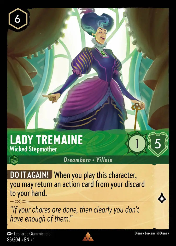 Lady Tremaine - Wicked Stepmother - 85/204 - Rare - The First Chapter - Disney Lorcana