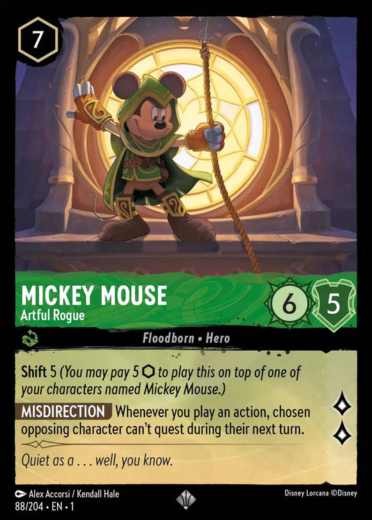 Mickey Mouse - Artful Rogue - 88/204 - Super Rare - The First Chapter - Disney Lorcana