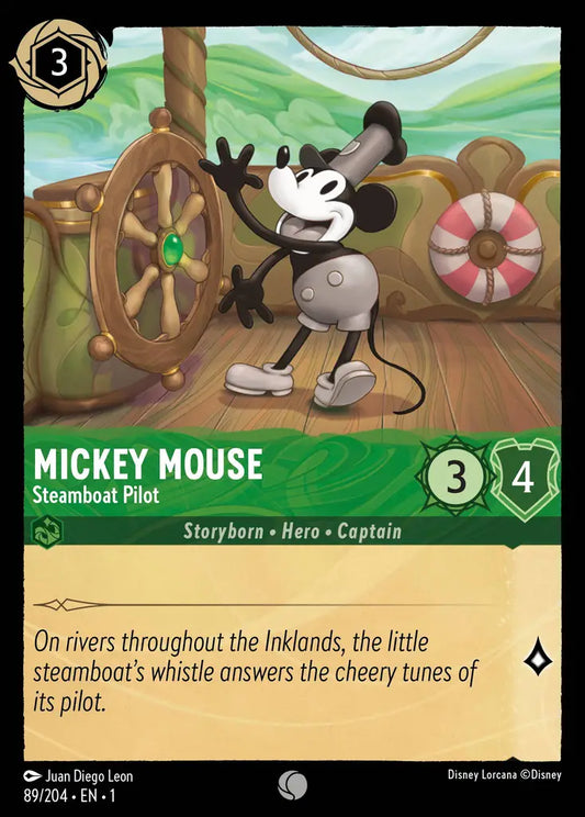 Mickey Mouse - Steamboat Pilot - 89/204 - Common - The First Chapter - Disney Lorcana