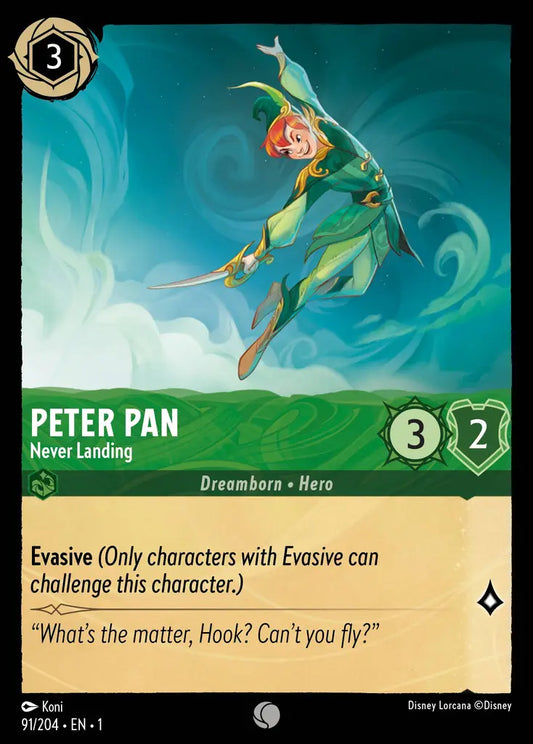 Peter Pan - Never Landing - 91/204 - Common - The First Chapter - Disney Lorcana