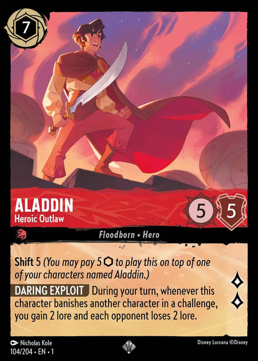 Aladdin - Heroic Outlaw - 104/204 - Super Rare - The First Chapter - Disney Lorcana