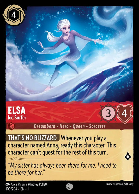 Elsa - Ice Surfer - 109/204 - Common - The First Chapter - Disney Lorcana