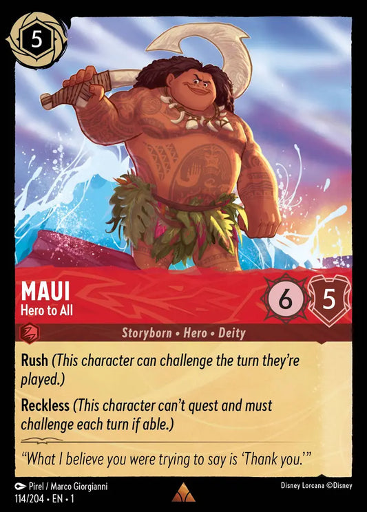 Maui - Hero to All - 114/204 - Rare - The First Chapter - Disney Lorcana