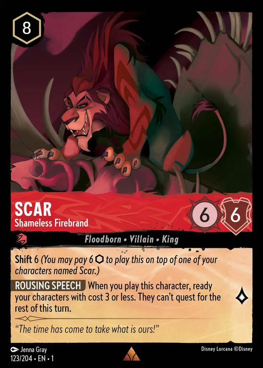 Scar - Shameless Firebrand - 123/204 - Rare - The First Chapter - Disney Lorcana