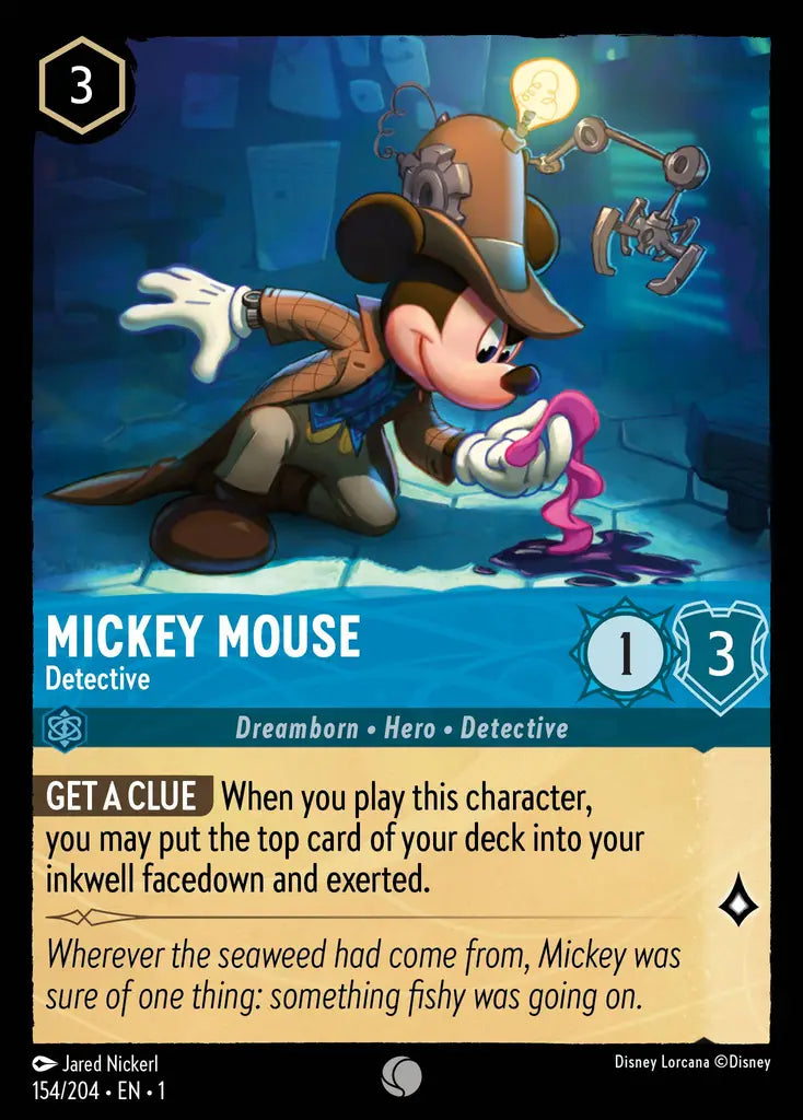 Mickey Mouse - Detective - 154/204 - Common - The First Chapter - Disney Lorcana
