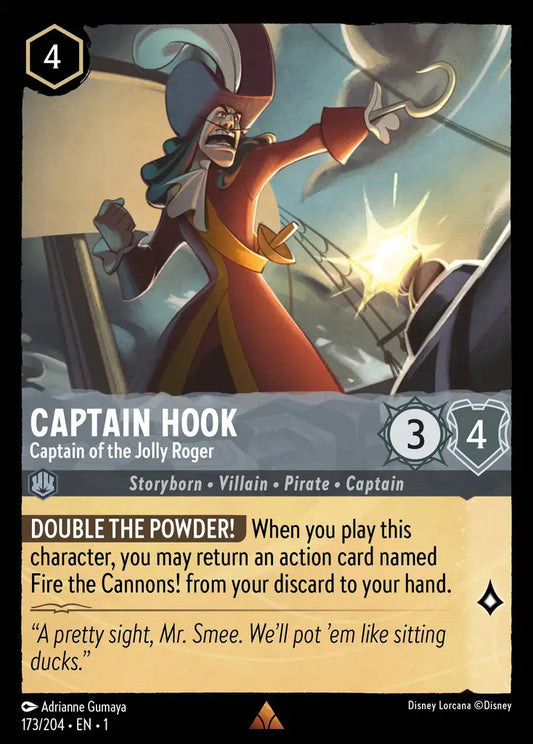 Captain Hook - Captain of the Jolly Roger - 173/204 - Rare - The First Chapter - Disney Lorcana