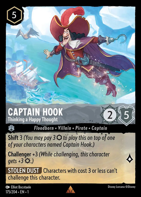 Captain Hook - Thinking A Happy Thought - 175/204 - Rare - The First Chapter - Disney Lorcana
