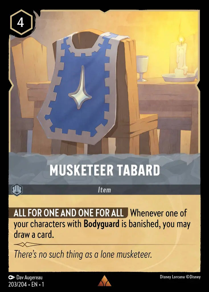 Musketeer Tabard - 203/204 - Rare - The First Chapter - Disney Lorcana