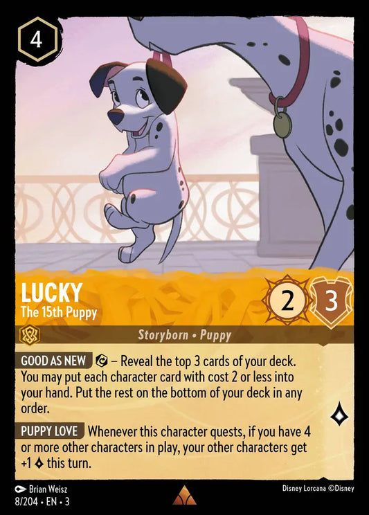 Lucky - The 15th Puppy - 8/204 - Rare - Into the Inklands - Disney Lorcana