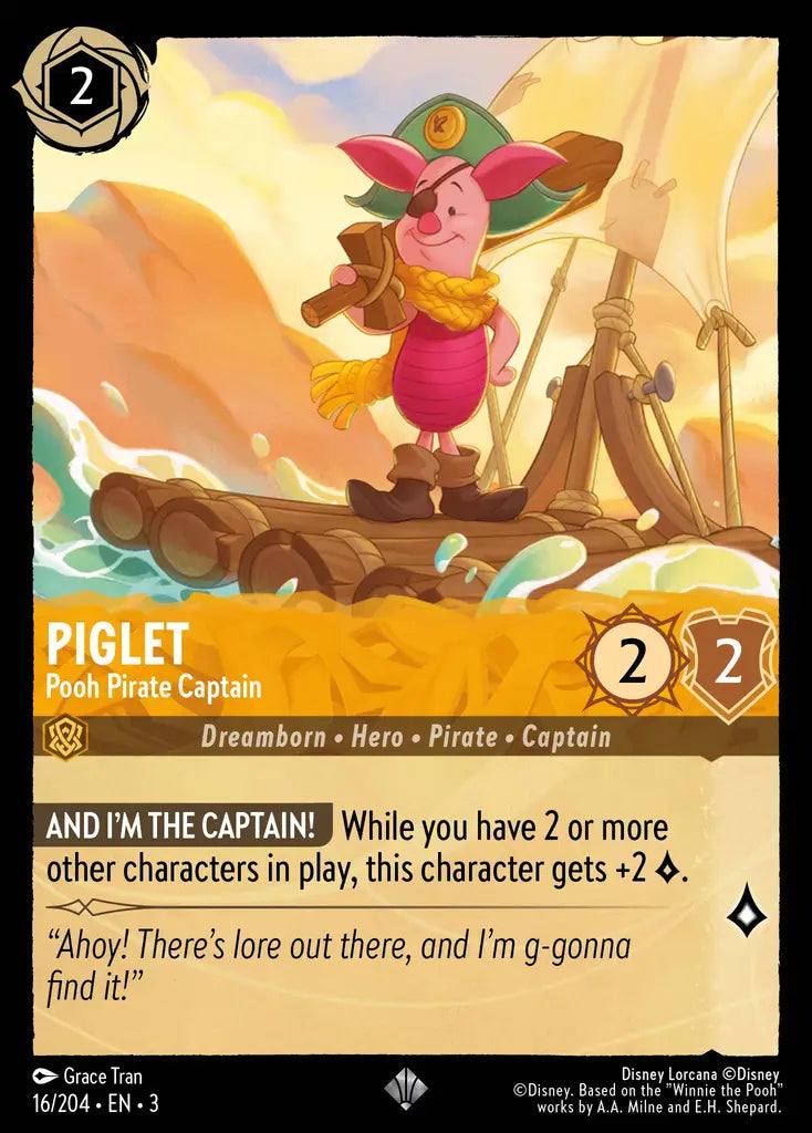 Piglet - Pooh Pirate Captain - 16/204 - Super Rare - Into the Inklands - Disney Lorcana