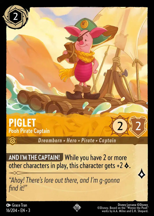 Piglet - Pooh Pirate Captain - 16/204 - Super Rare - Into the Inklands - Disney Lorcana