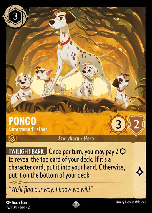 Pongo - Determined Father - 19/204 - Super Rare - Into the Inklands - Disney Lorcana