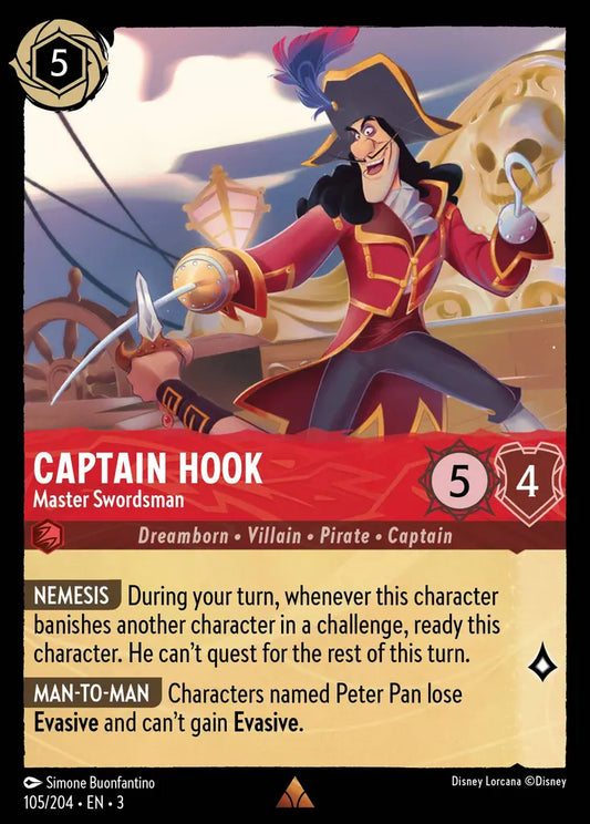 Captain Hook - Master Swordsman - 105/204 - Rare - Into the Inklands - Disney Lorcana