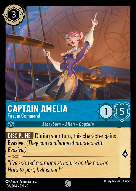 Captain Amelia - First in Command - 138/204 - Common - Into the Inklands - Disney Lorcana