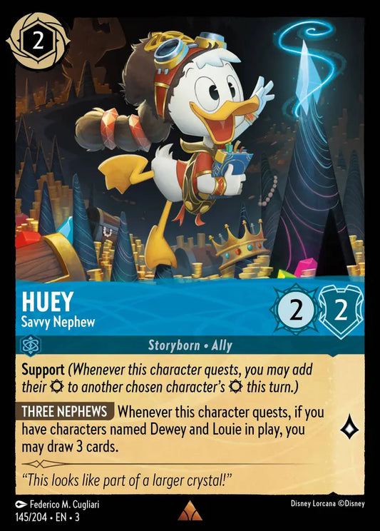 Huey - Savvy Nephew - 145/204 - Rare - Into the Inklands - Disney Lorcana