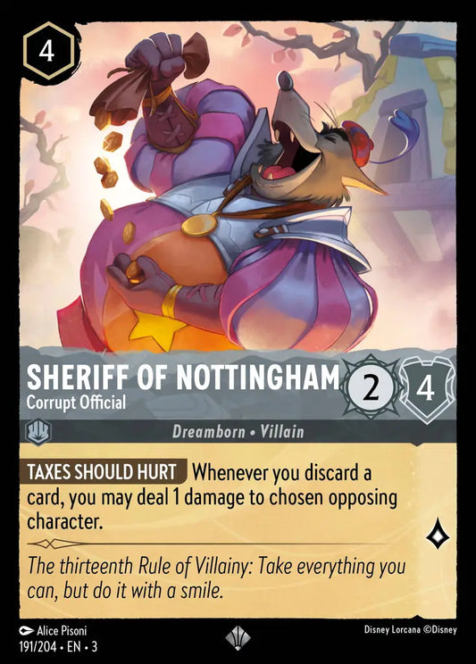 Sheriff Of Nottingham - Corrupt Official - 191/204 - Super Rare - Into the Inklands - Disney Lorcana