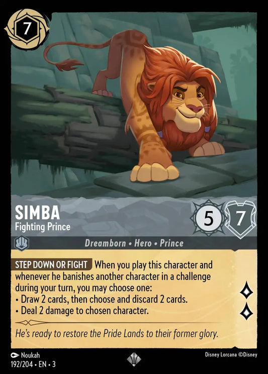 Simba - Fighting Prince - 192/204 - Super Rare - Into the Inklands - Disney Lorcana
