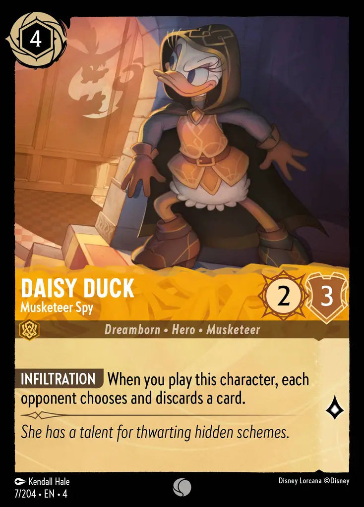 Daisy Duck - Musketeer Spy - 7/204 - Common - Ursula’s Return - Disney Lorcana