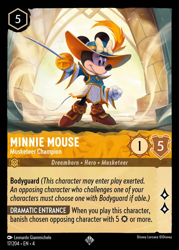Minnie Mouse - Musketeer Champion - 17/204 - Super Rare - Ursula’s Return - Disney Lorcana